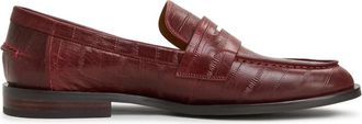 Cesare Gaspari Leren Loafers met Blokhak - Bordeaux - Dames - Loafers - Rood - 41 EU - Leer - Schoenen