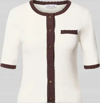 More & More Slim Fit Cardigan in Strick-Optik in Weiss, Gr&ouml;&szlig;e 34