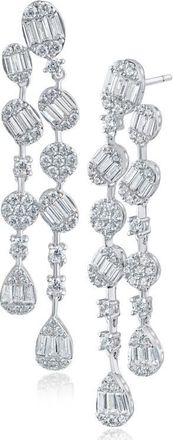 Kenneth Jay Lane Cubic Zirconia Deco Drop Earrings in Rhodium Plated at Nordstrom