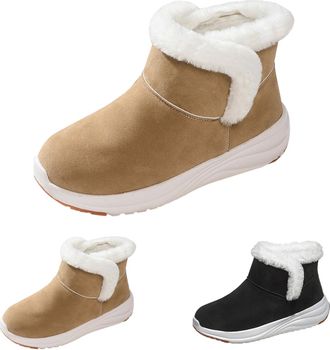 Generic Slip On Snow Boots for Women Size 6.5 Warm Winter Platform Ankle Booties Thick Thermal Suede Faux Fur Lined Boots Outdoor Anti-Slip Comfortable Lightw