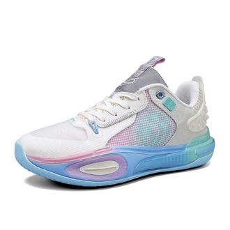 Generic Unisex Basketball Shoes Anti Slip Wear-Resistant Shock-Absorbing Fashionable Sports Boots Walking Shoes(White Blue,5.5 UK)