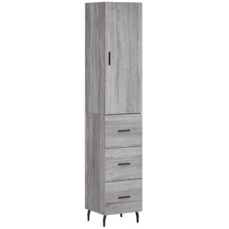 vidaXL Aparador Alto Madera Contrachapada Gris Sonoma 34,5x34x180 Cm Vidaxl