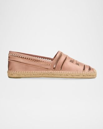 Tory Burch Open-Weave Satin Espadrilles