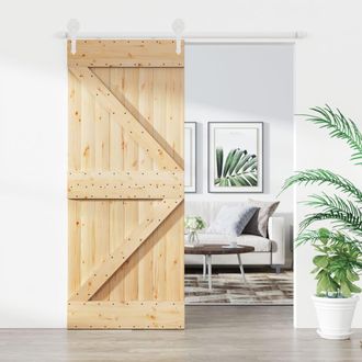 vidaXL Vidaxl - Puerta Corredera Con Herrajes Madera Maciza De Pino 85x210 Cm