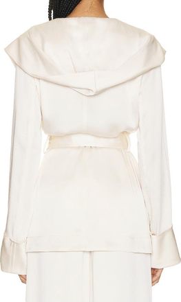 Saint Laurent Cream, Silk Hooded Wrap Jacket Size S