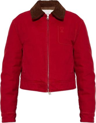 Ami Jeansjas Met Kraag - Dames - Jassen - Rood - Maat: L Katoen