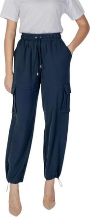 Liu Jo Blauwe Cargo Broek met Zijzakken - Dames - Wijde Broeken - Blauw - L - Polyester - Broeken