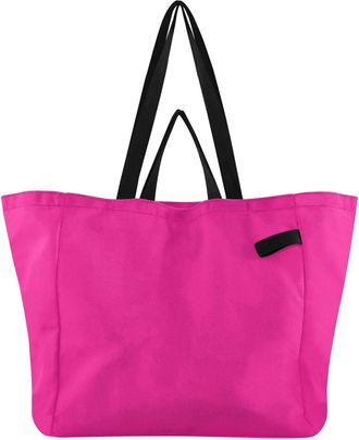 Generic Deep Pink print Reusable Canvas Tote Bag, Heavy Duty Grocery Shopping Bag with Double Handles Large Capacity Hard Bottom Work Groceries Travel