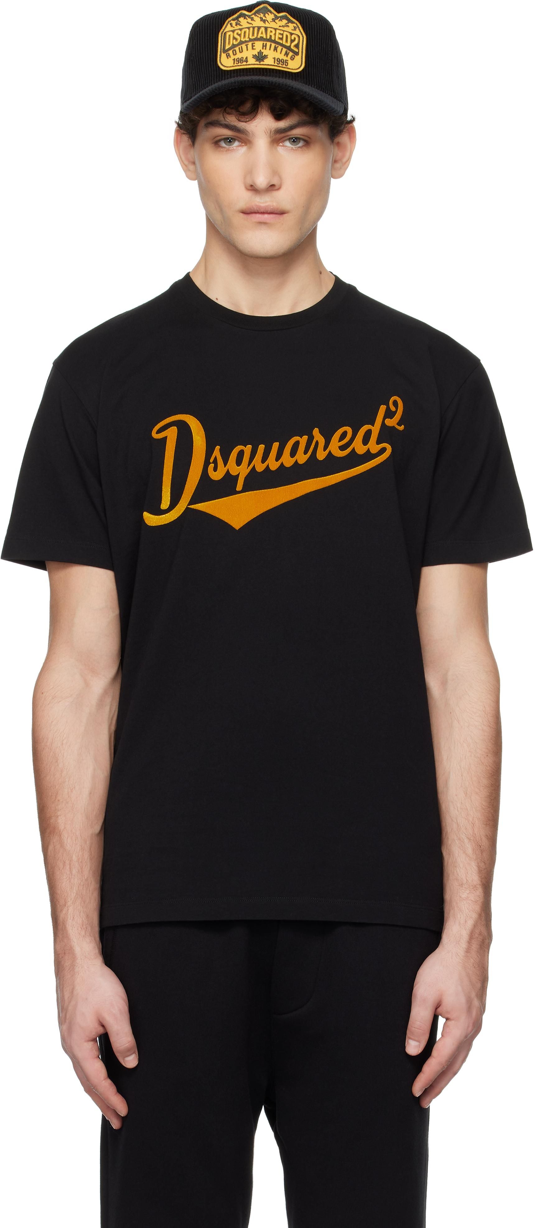 【D SQUARED2】Cool Fit Velvet Logo T-Shirt Dsquared2 Black Cool Fit Velvet Logo T-shirt from $189.00