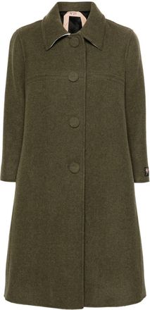 N&deg;21 single-breasted felted coat - women - Viscose/Virgin Wool/Polyamide - 44 - Green