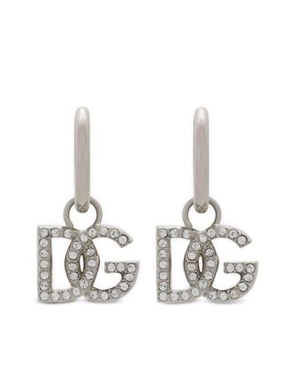 Dolce & Gabbana Orecchini a cerchio con logo - Argento