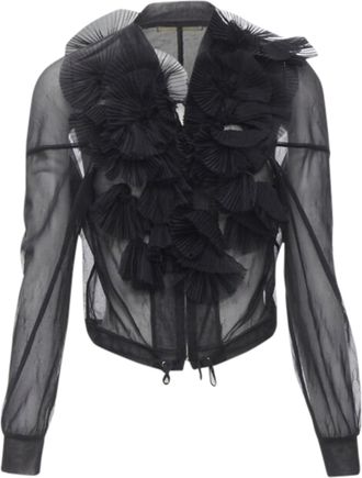Comme Des Gar&ccedil;ons Comme des Garcons sheer pleated ruffle bomber jacket