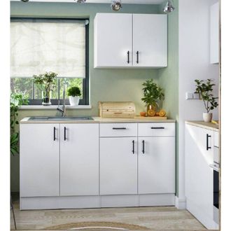 Dmora Dmora - Cocina Completa Velvenia, Composici&oacute;n Cocina Moderna, Set Cocina Modular, Soluci&oacute;n Cocina Funcional, Blanco Y Roble