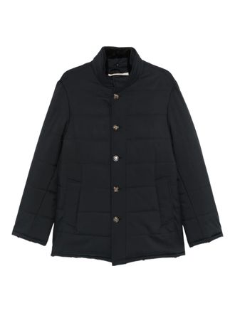 Barba button quilted coat - Blue