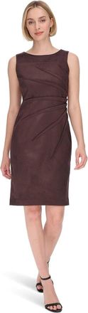 Calvin Klein Starburst Sheath Dress Womens Coffee Bean Suede Stretch GBO3481