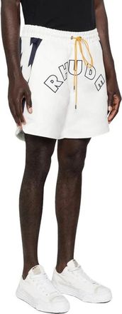 Rhude Logo Lightning Shorts - Heren - Korte Broeken - Wit - M - Polyester - Korte Broeken