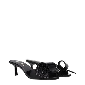 Prada Womens Black Leather Sandals