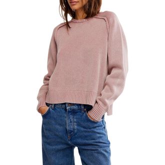 Free People Spring Street Cotton Crewneck Sweater in Bijou at Nordstrom, Size Small