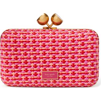 Kate Spade New York kisslock woven clutch in Rose Jam Multi at Nordstrom