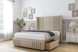 Sloomy Camden Coniston Divan Set No Drawers-54 Wingback-Footboard in Cream | Size: Small Single