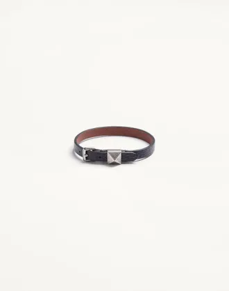 Valentino Garavani Bracciale Rockstud Valentino in Pelle Uomo NERO UNI