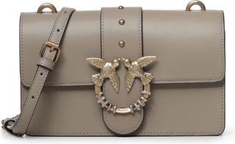 Pinko Pinko - Mini Love One - Dames - Tassen - Beige - Maat: ONE Size Leer