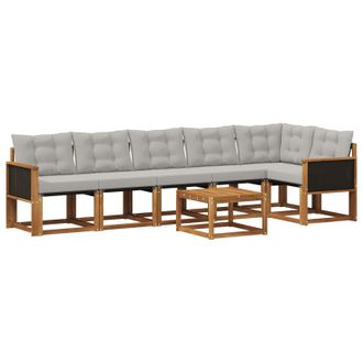 vidaXL Conjunto De Sof&aacute;s De Exterior 7 Pcs Natural Y Gris Claro Vidaxl