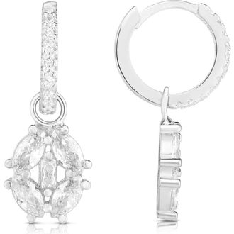 Sphera Milano Cubic Zirconia Drop Huggie Hoop Earrings in Silver at Nordstrom Rack