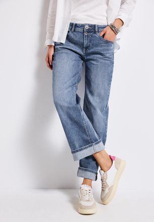 Street One Straight-Jeans STREET ONE Style QR Denim Straight, Damen, Gr. 29, L&auml;nge 28, blau (authentic mid blau washed), Denim/Jeans, Obermaterial: 72% Baumwolle