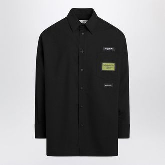 Maison Margiela Black Wool Blend Shirt With Label Details