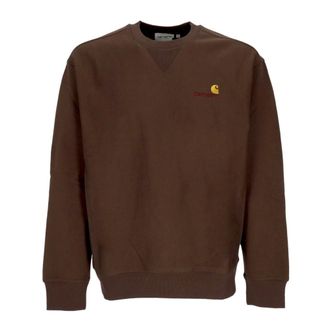 Carhartt Work in Progress Carhartt Wip, Sweatshirts, male, Brown, Size: XL Script Sweat Crewneck Sweatshirt Soft Fit