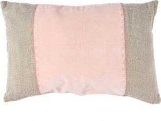 Bazar Bizar Funda de coj&iacute;n de lino y terciopelo rosa natural 30x50 cm