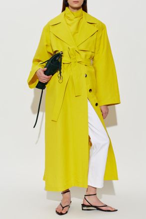 Alaia Coat With Open Lapels, Womens, Yellow