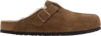 Birkenstock Dark Tea Boston Shearling Suede Slippers