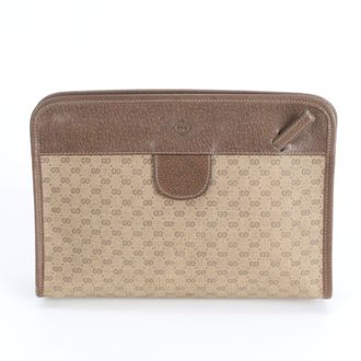 Gucci Brown Micro Gg Leather Coated Canvas Leather Pouch (Pre-Owned)