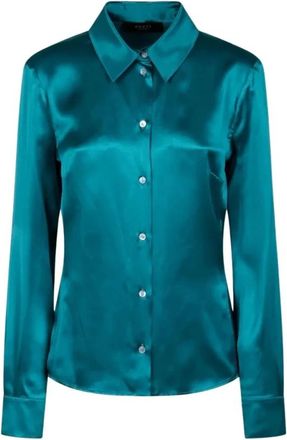 Gucci Zijden Satijnen Blouse - Dames - Overhemden - Groen - L - Satijn - Overhemden