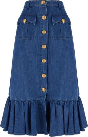 Valentino Garavani Elegante Gonne Rok - Dames - Spijkerrokken - Blauw - S - Katoen - Rokken