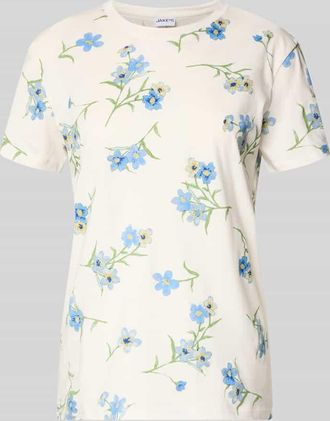 Jake*s Casual T-Shirt im Allover-Look mit Rundhalsausschnitt in Offwhite, Gr&ouml;&szlig;e XXL