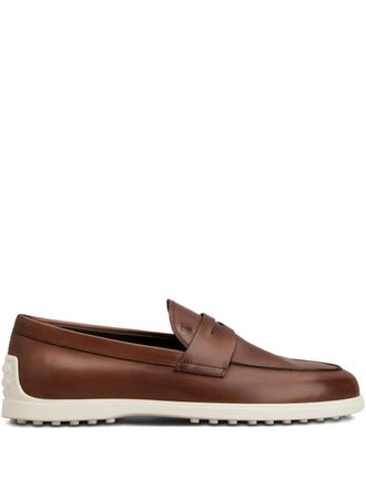 Tod's penny-bar loafers - men - CALFSKIN/Calf Leather/Rubber - 10.5 - Brown