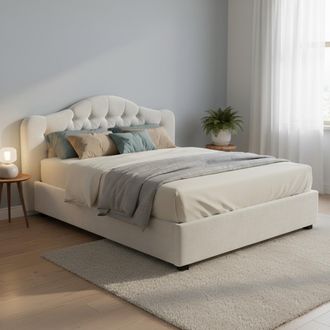 Dmora Aly Cama Doble, Desenfundable, Con Almacenaje Made In Italy, Tama&ntilde;o Colch&oacute;n 160x200 Cm, Blanco