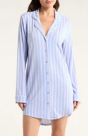 Nordstrom Moonlight Eco Nightshirt in Blue- Ivory Jane Pinstripe at Nordstrom, Size X-Large