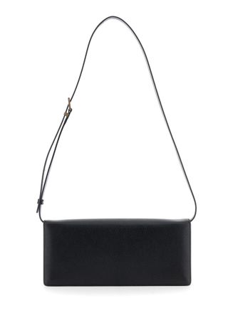 Tom Ford Womens Black Crossbody Bag With T Plaque Closure Goat Leather Shoulder