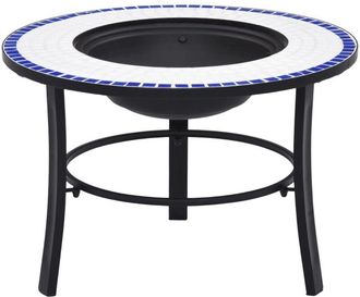 vidaXL Braciere a Mosaico Blu e Bianco 68 cm in Ceramica - Vidaxl
