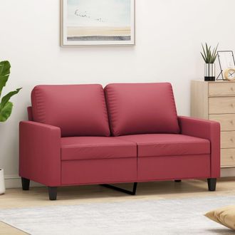 vidaXL Sof&aacute; De 2 Plazas De Cuero Sint&eacute;tico Rojo Vino 120 Cm Vidaxl