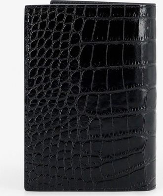 Tom Ford Mens Leather Wallet Crocodile Print Black & Cardholders