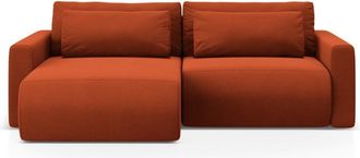 Cosmopolitan Design Sof&aacute; cama esquinero reversible con ba&uacute;l 3 plazas de terciopelo caoba