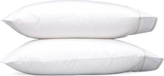 Matouk Ansonia Set of 2 500 Thread Count Pillowcases in White/Almond at Nordstrom, Size Standard