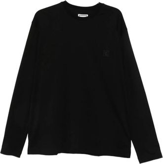 Wooyoungmi Wooyoungmi, Tops, Heren, Zwart, XL, Katoen, Long Sleeves Logo T-Shirt