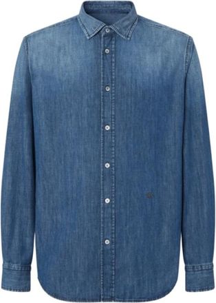 Jacob Cohen Stonewashed Denim Classic Fit Shirt - Heren - Spijkeroverhemden - Blauw - L - Denim - Overhemden