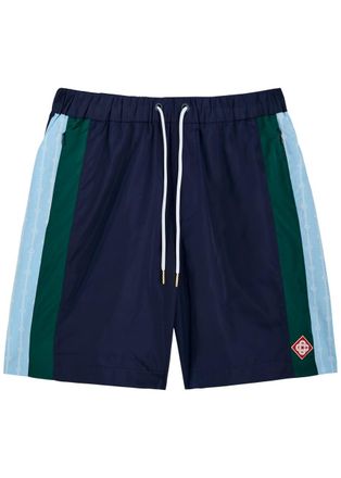 Casablanca Casablanca Striped Logo Satin Shorts - Navy - S